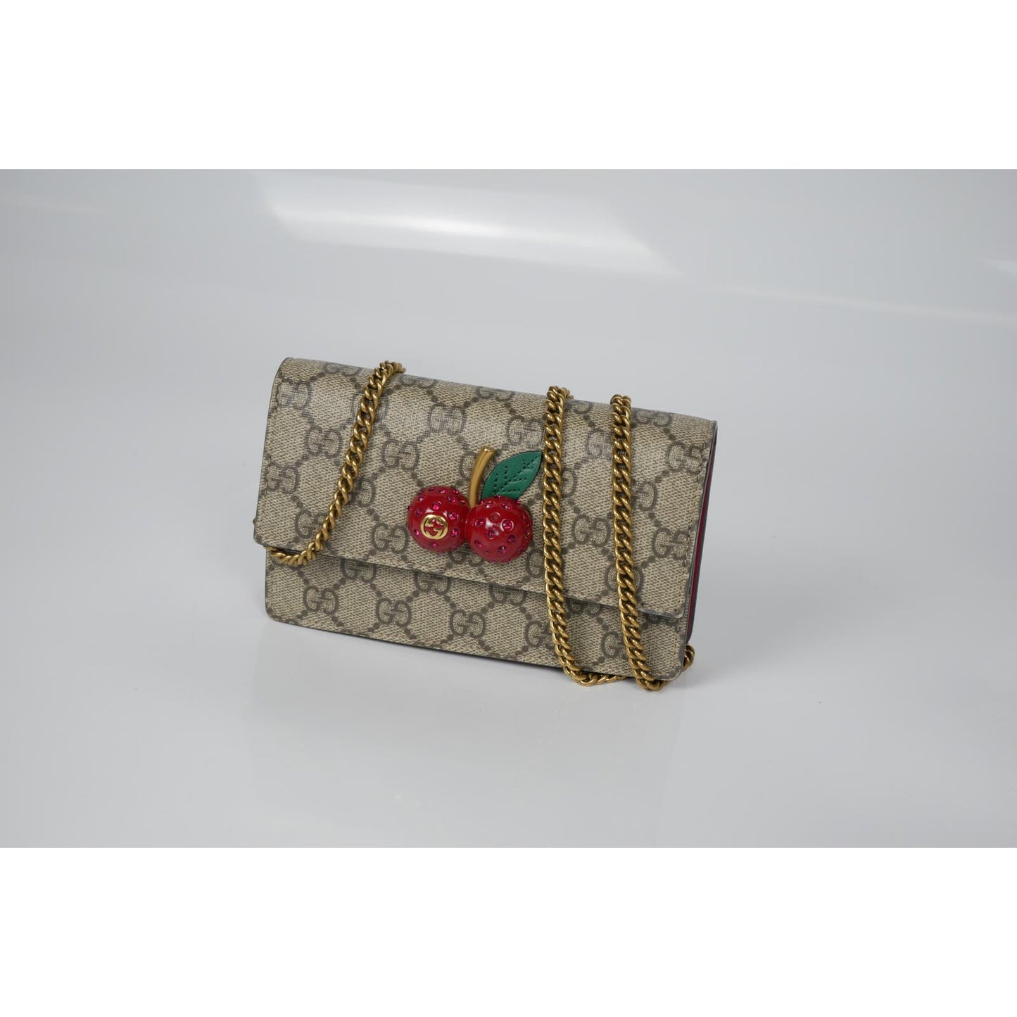 Gucci Supreme Sif Crystal Cherry Bag