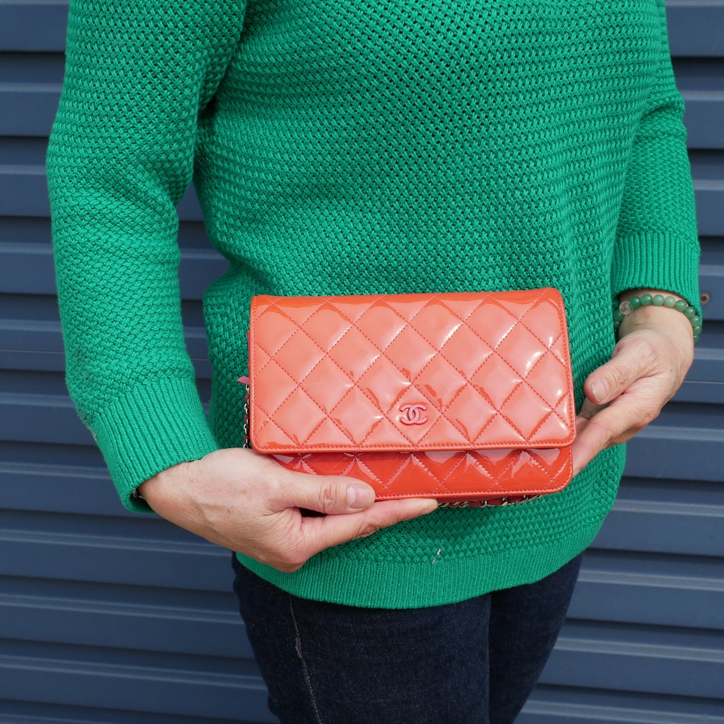 Chanel Quilted Patent Leather Wallet-on-Chain Bag
