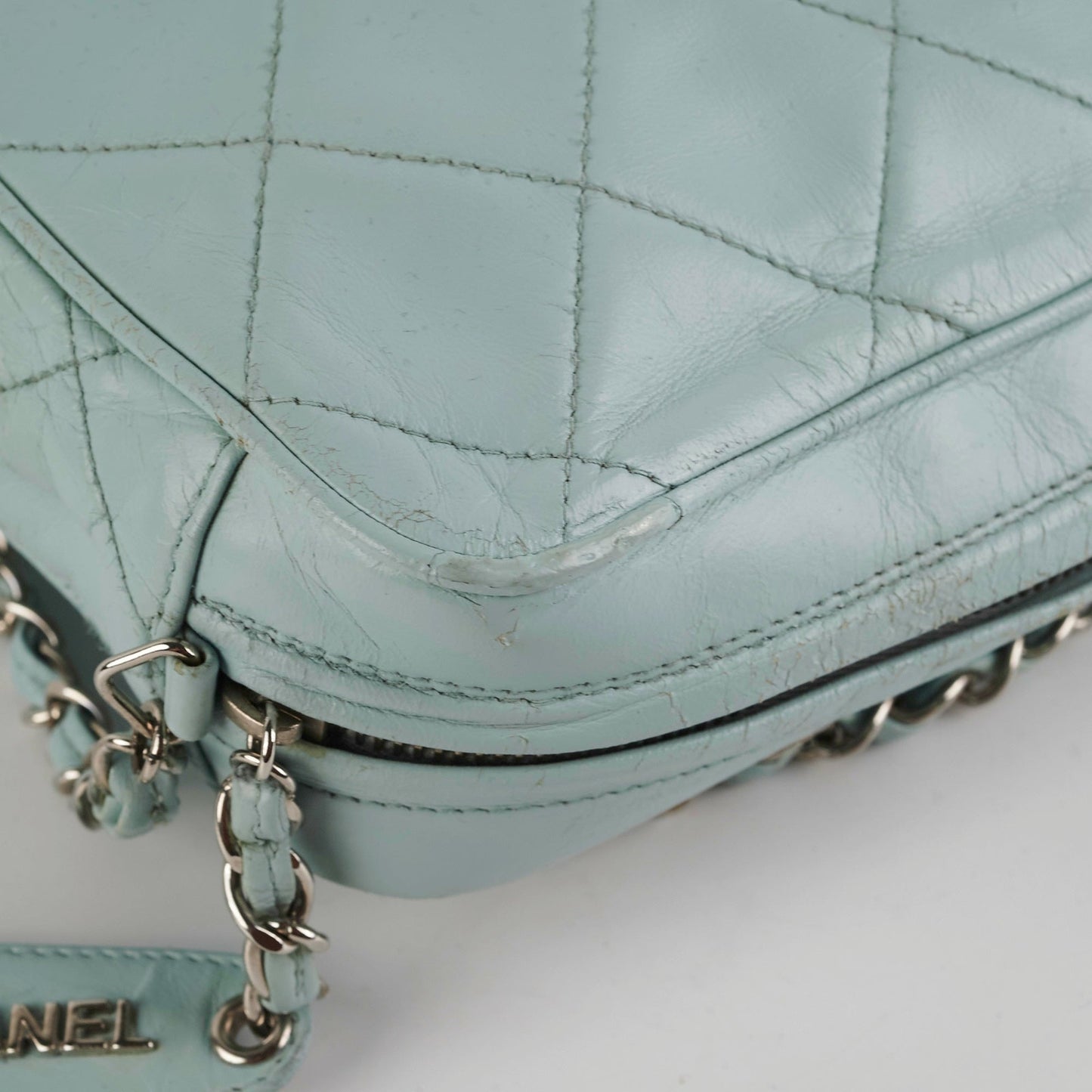 Chanel Vintage Blue Leather Shoulder Bag