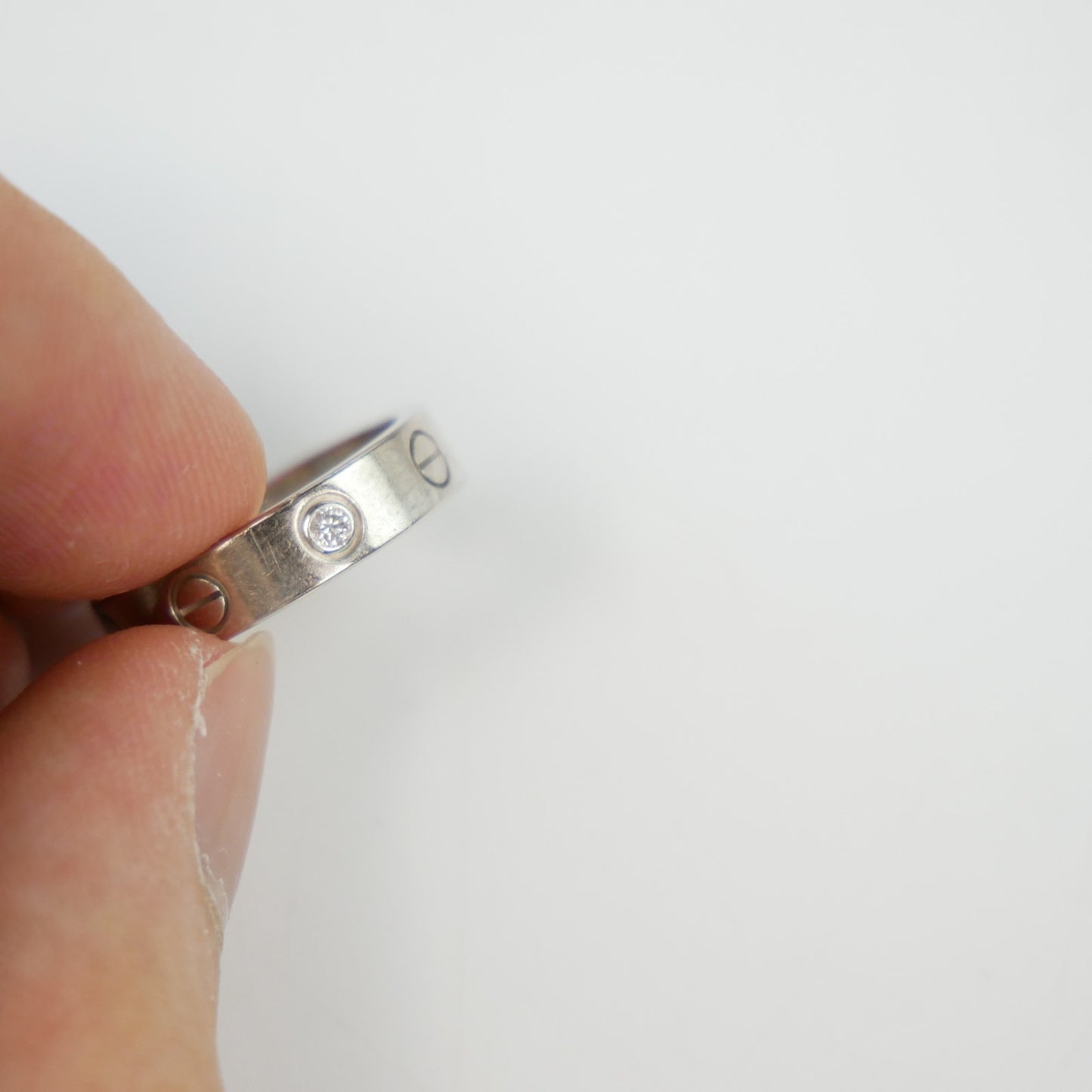 Cartier 18K White Gold and Diamond Love Band Ring