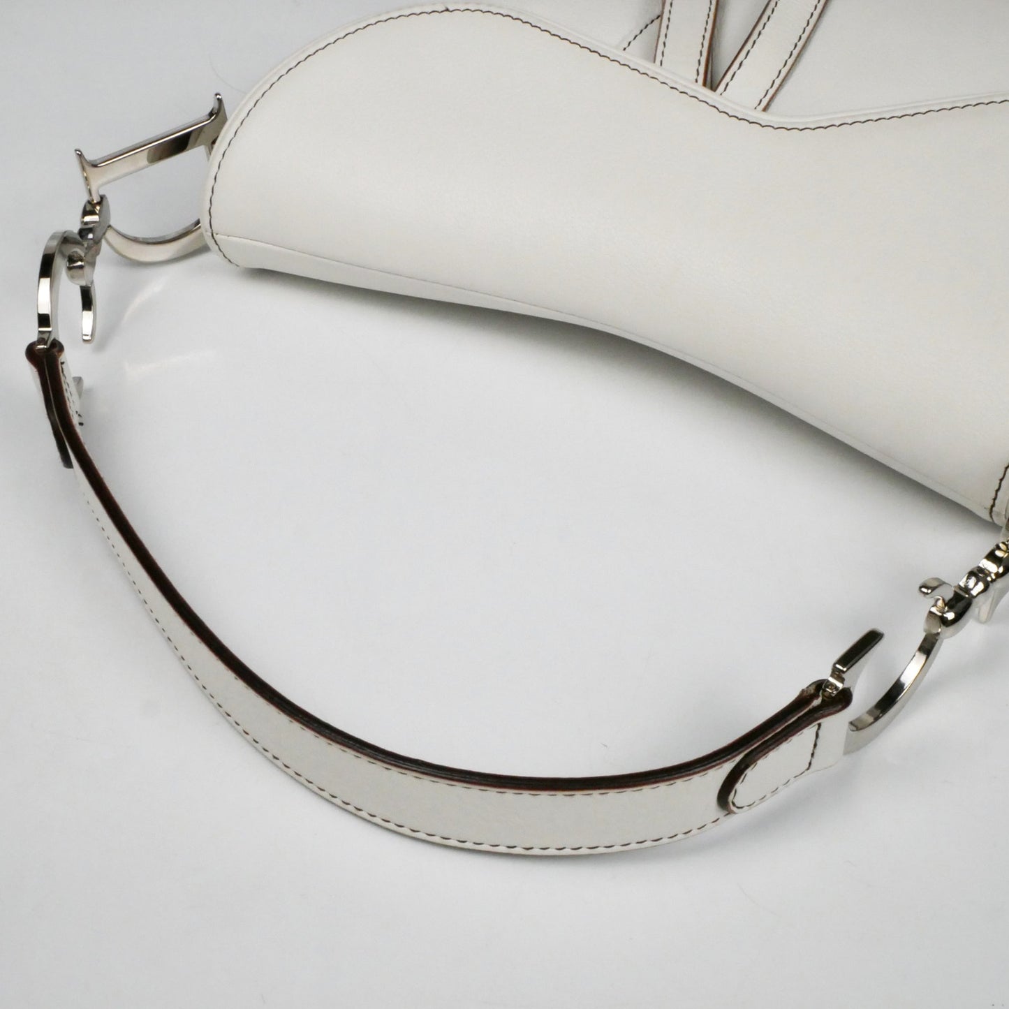 Christian Dior White Leather Saddle