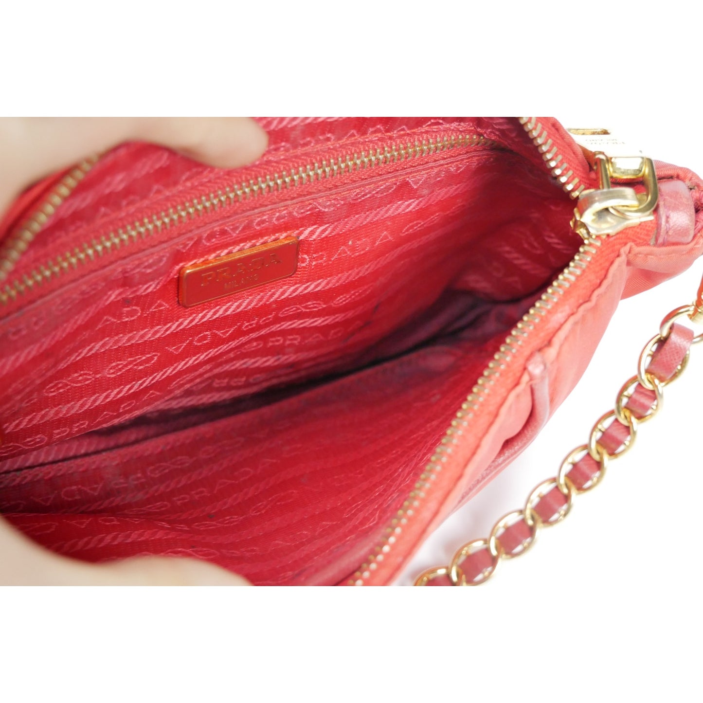 Prada Nylon Saffiano Chain Crossbody Bag