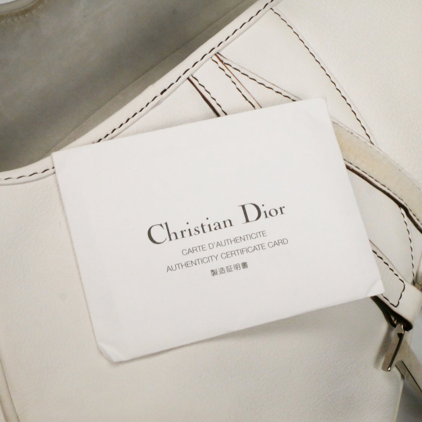 Christian Dior White Leather Saddle