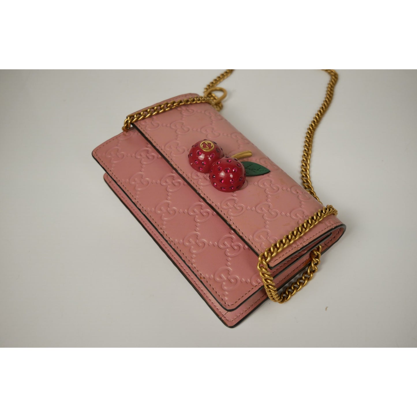 Gucci Pink Cherry Wallet on Chain Mini