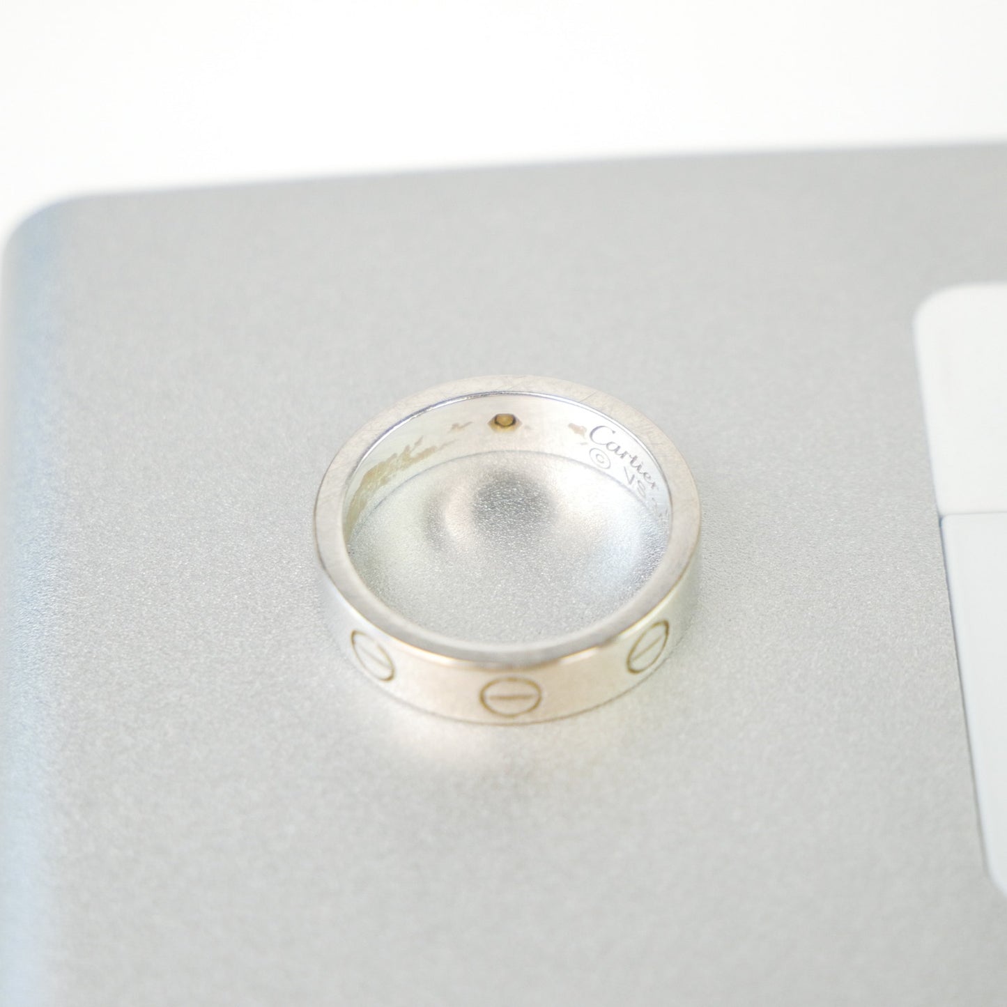 Cartier 18K White Gold and Diamond Love Band Ring