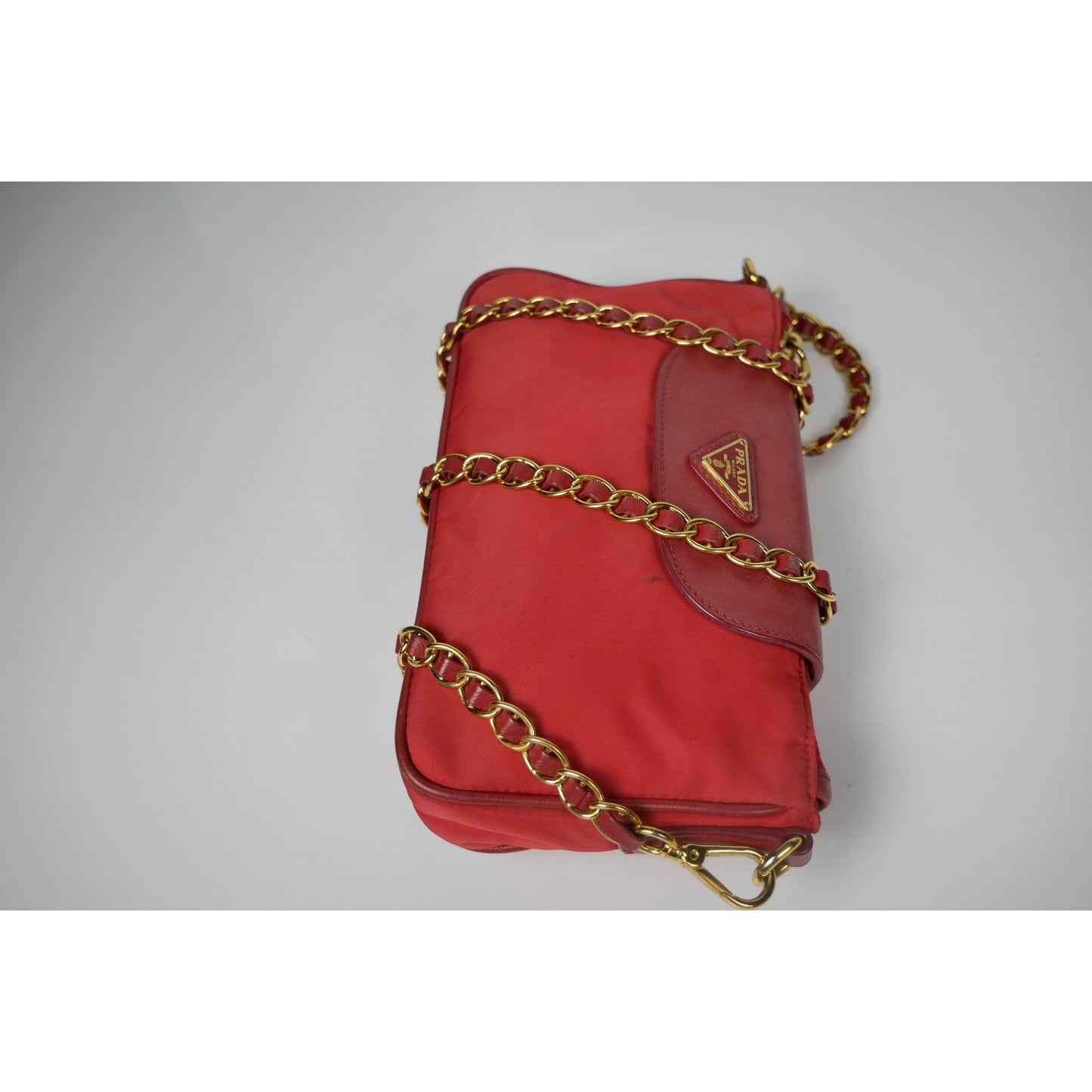 Prada Nylon Saffiano Chain Crossbody Bag