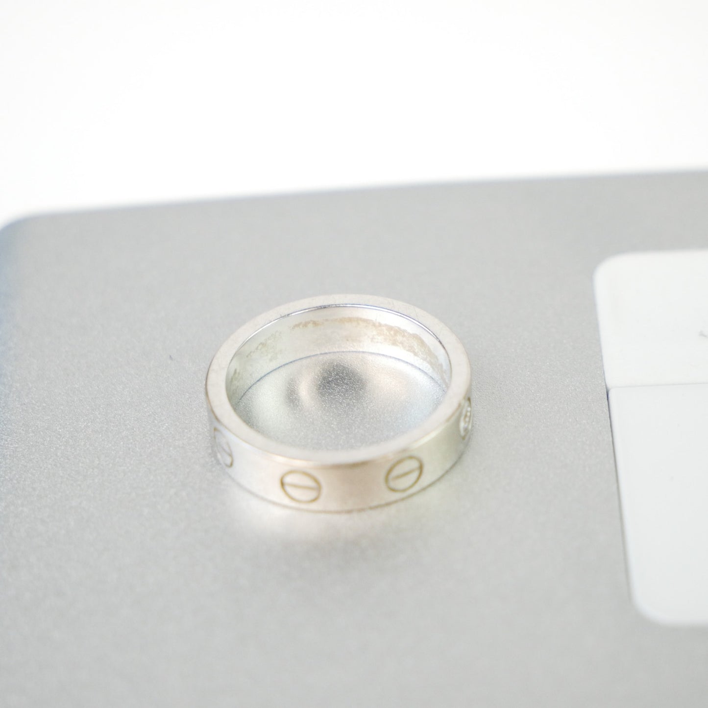 Cartier 18K White Gold and Diamond Love Band Ring