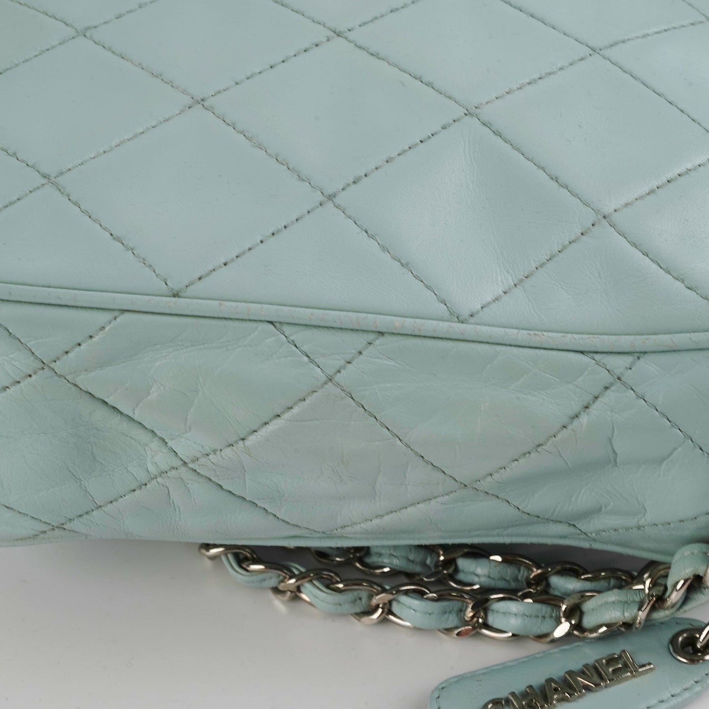 Chanel Vintage Blue Leather Shoulder Bag