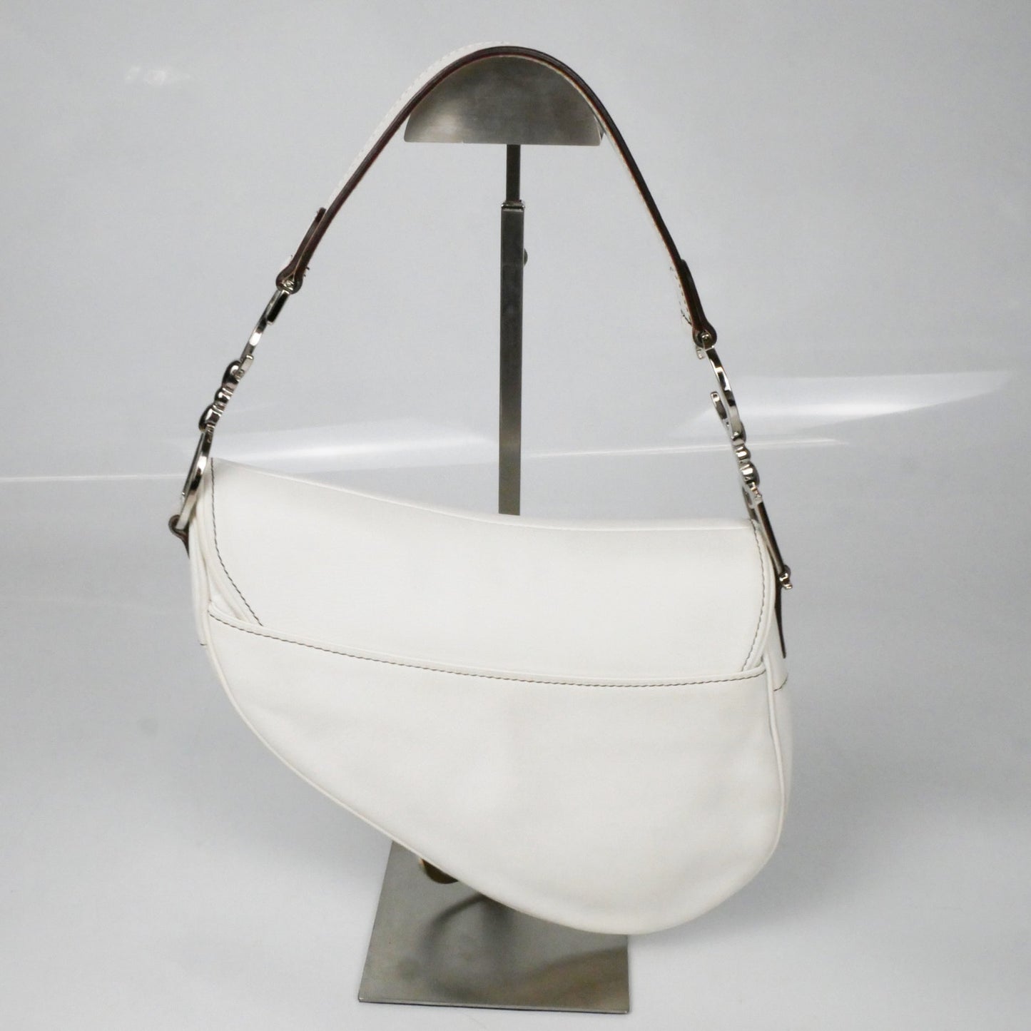 Christian Dior White Leather Saddle