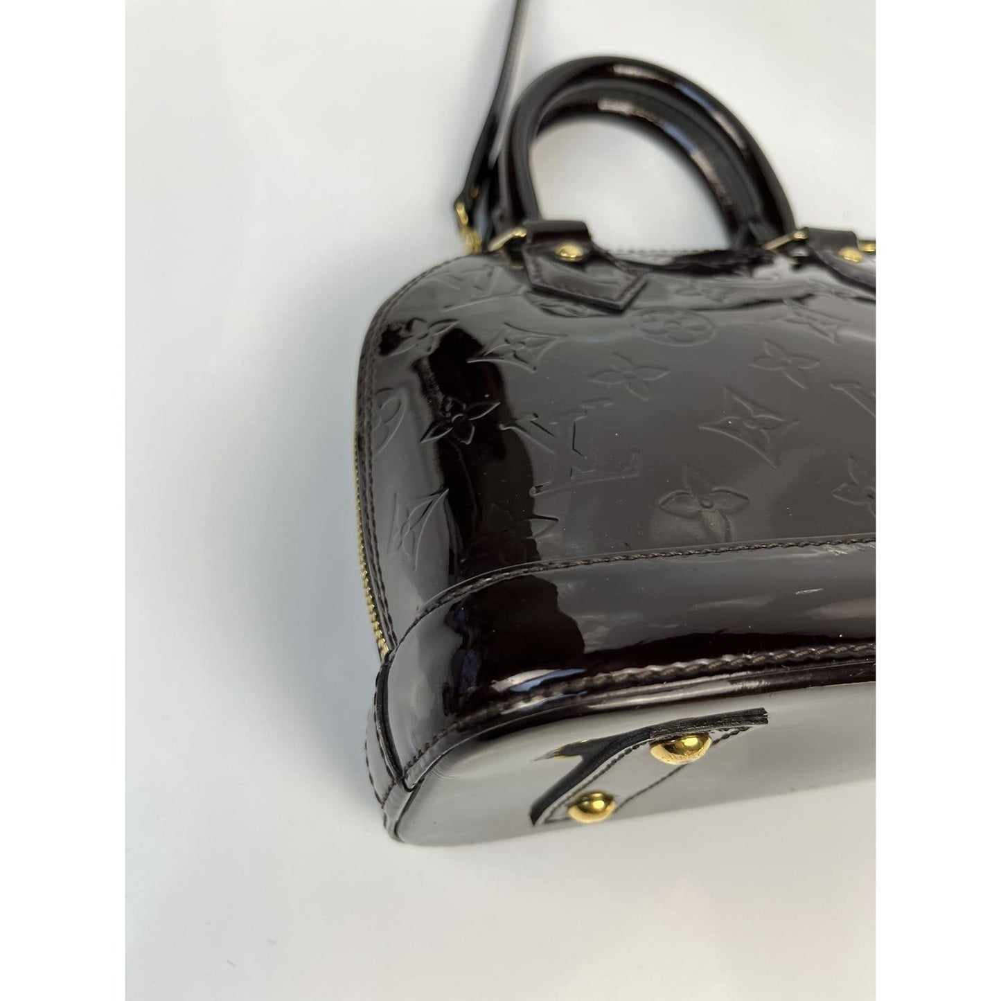 Louis Vuitton Purple Alma BB Shoulder Patent Leather Bag