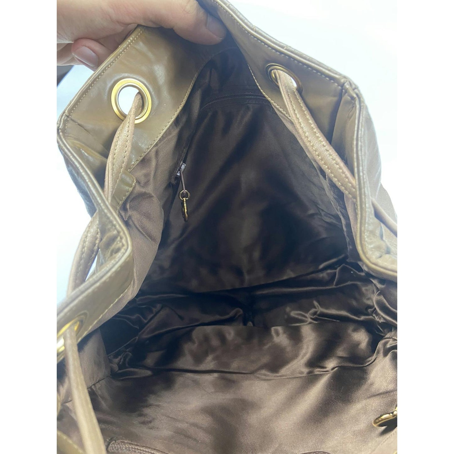 Chanel Brown Diamond Quilt Gold Metal Backpack Bag