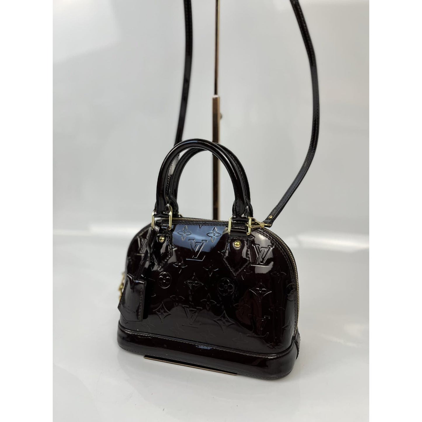 Louis Vuitton Purple Alma BB Shoulder Patent Leather Bag