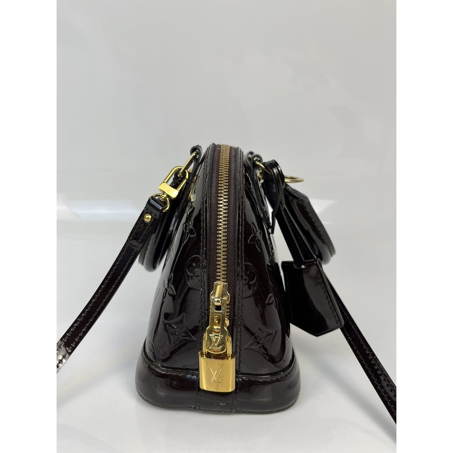 Louis Vuitton Purple Alma BB Shoulder Patent Leather Bag
