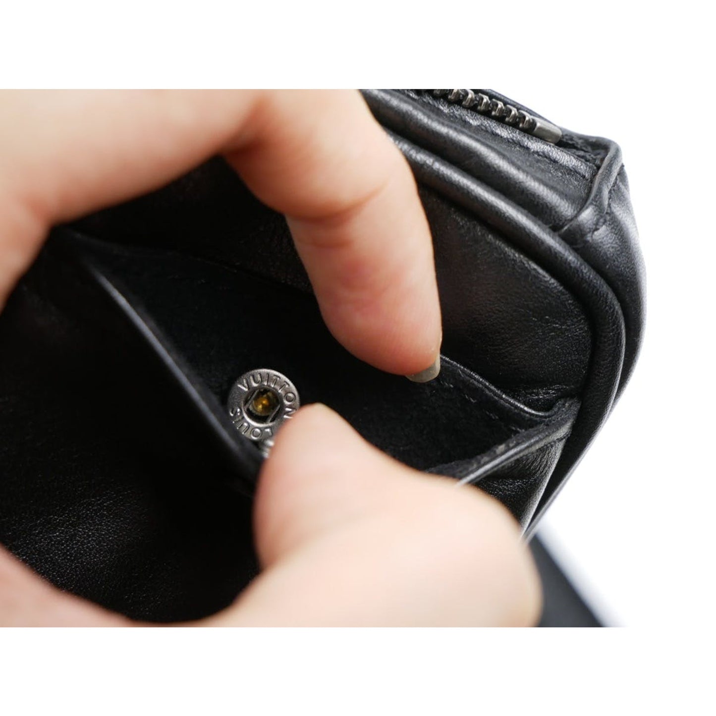 Black Shadow Monogram Coin Airpod Pouch Case Bag Zip Wallet