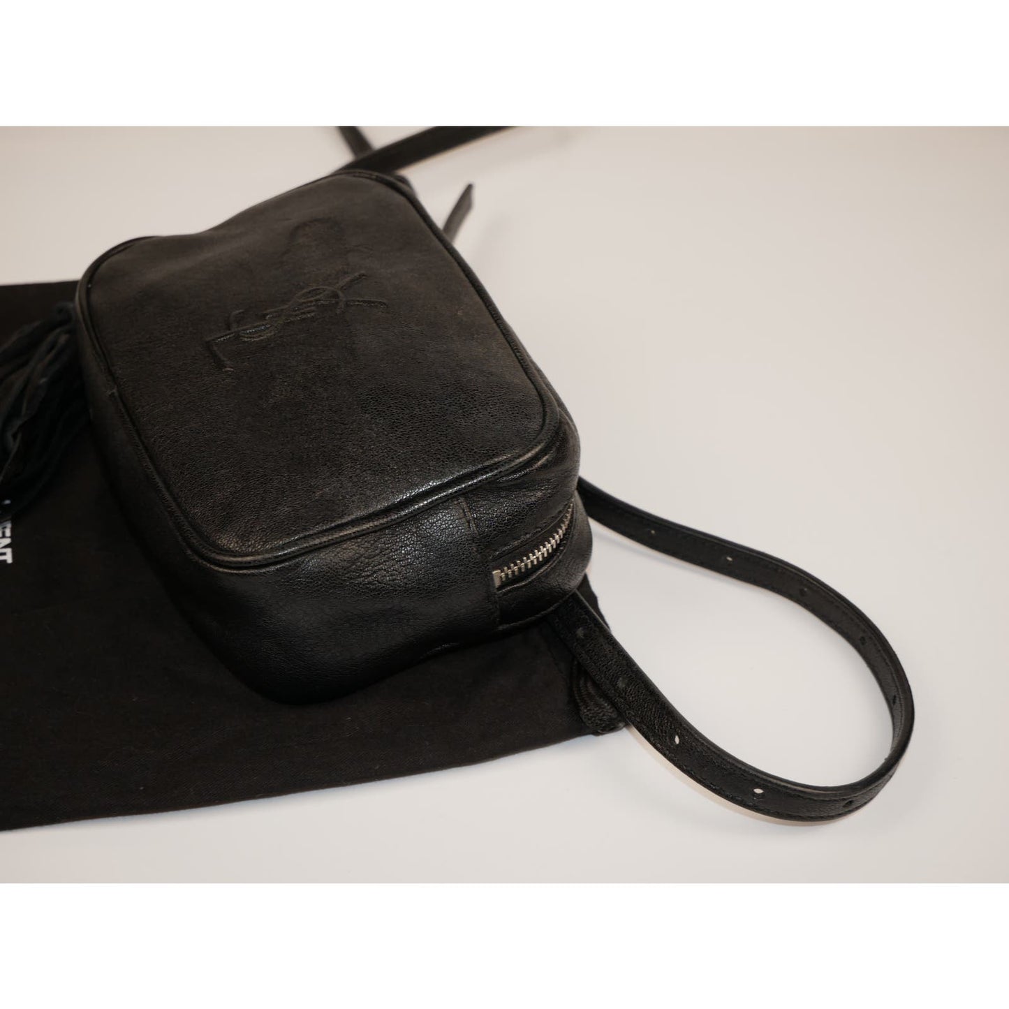 Yves Saint Laurent Black Leather Monogram Lou Belt Bag