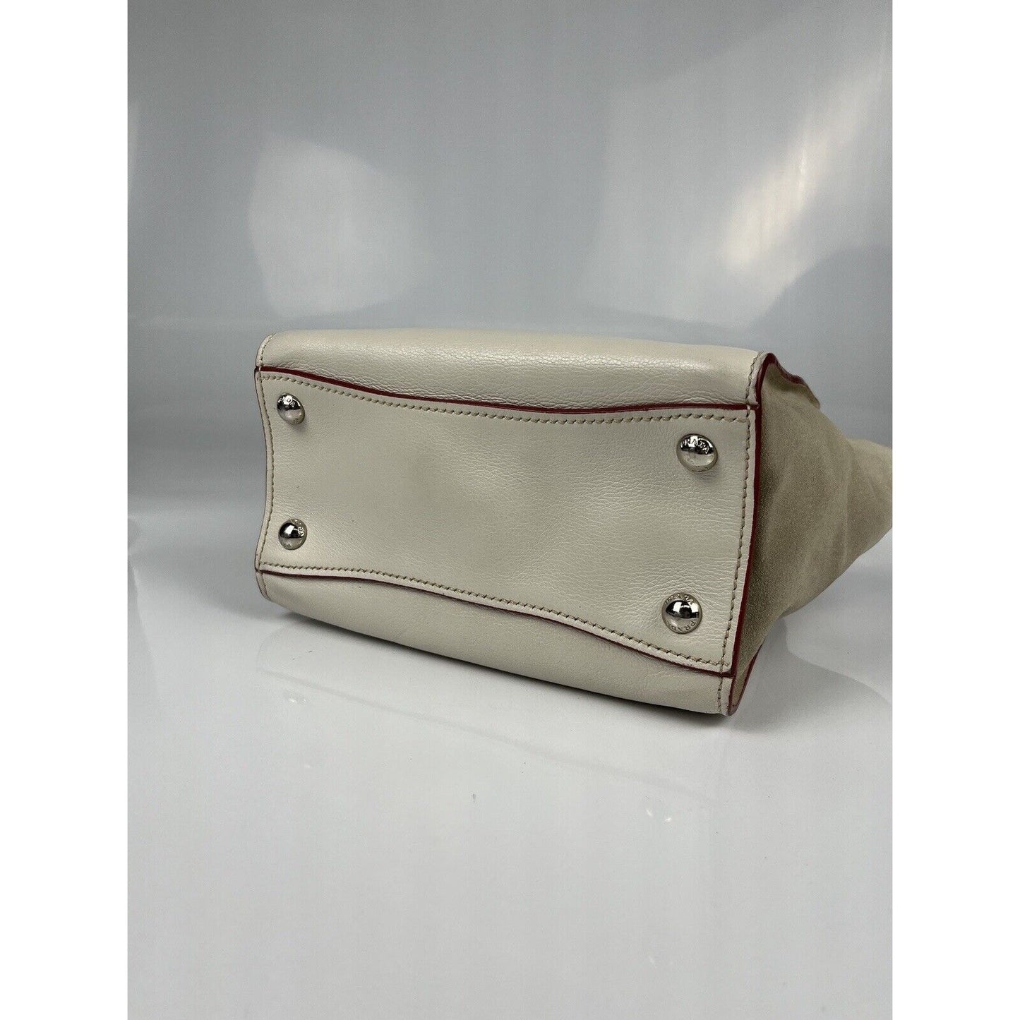 Prada White Leather Trapeze Shoulder Hand Bag