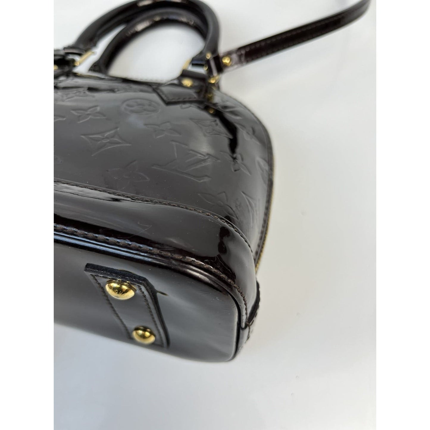 Louis Vuitton Purple Alma BB Shoulder Patent Leather Bag