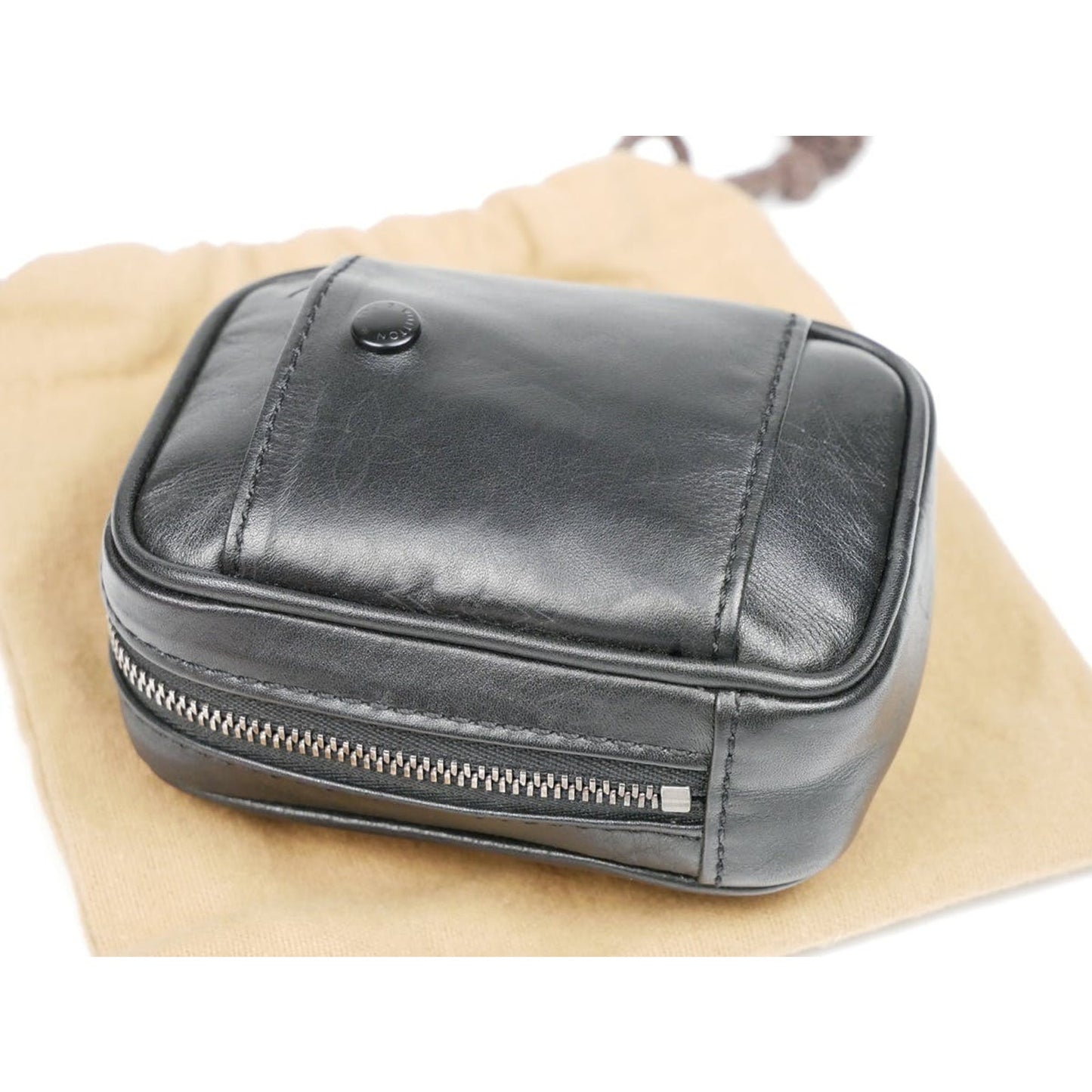 Black Shadow Monogram Coin Airpod Pouch Case Bag Zip Wallet