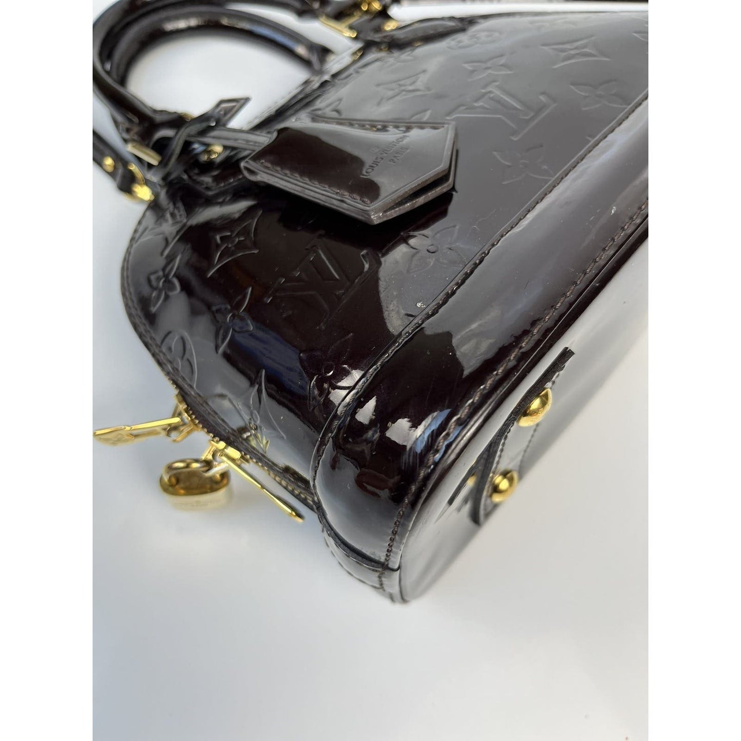 Louis Vuitton Purple Alma BB Shoulder Patent Leather Bag