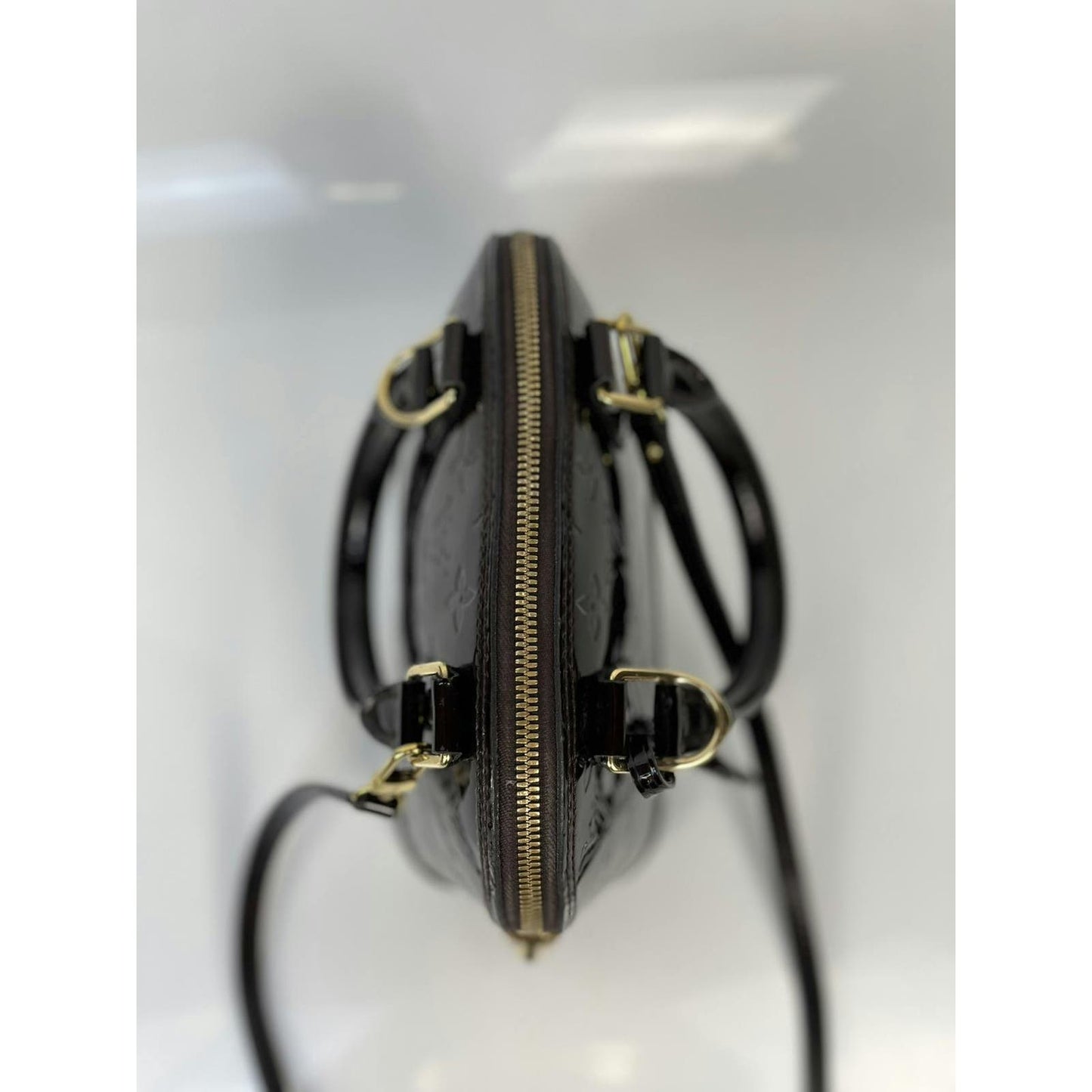Louis Vuitton Purple Alma BB Shoulder Patent Leather Bag