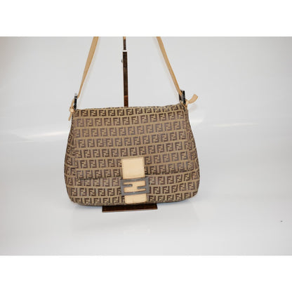 Fendi Zucchino Canvas Mamma Forever Beige Bag