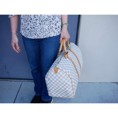 Louis Vuitton Damier Azur Canvas Keepall 50 Duffel Bag