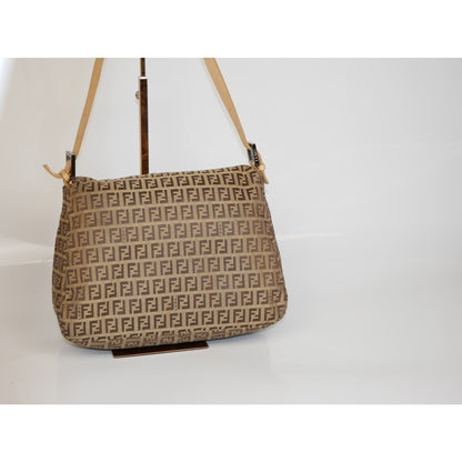 Fendi Zucchino Canvas Mamma Forever Beige Bag