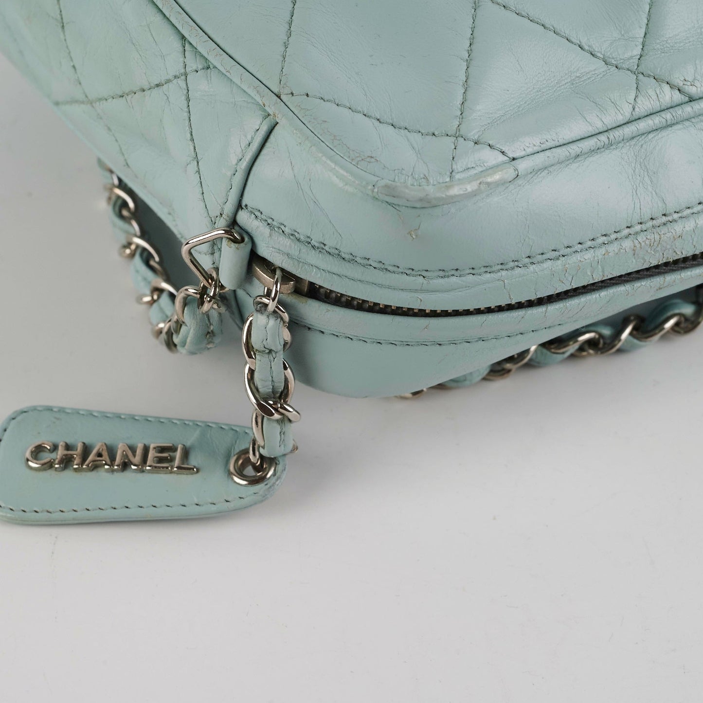Chanel Vintage Blue Leather Shoulder Bag