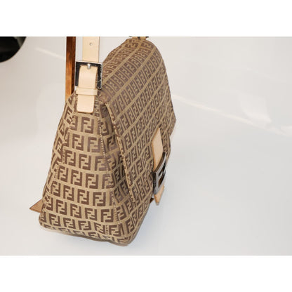 Fendi Zucchino Canvas Mamma Forever Beige Bag