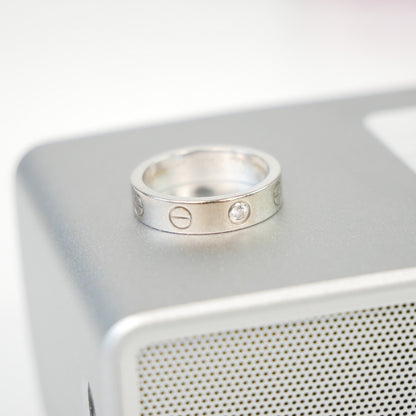Cartier 18K White Gold and Diamond Love Band Ring