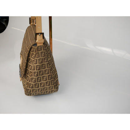 Fendi Zucchino Canvas Mamma Forever Beige Bag