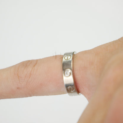 Cartier 18K White Gold and Diamond Love Band Ring