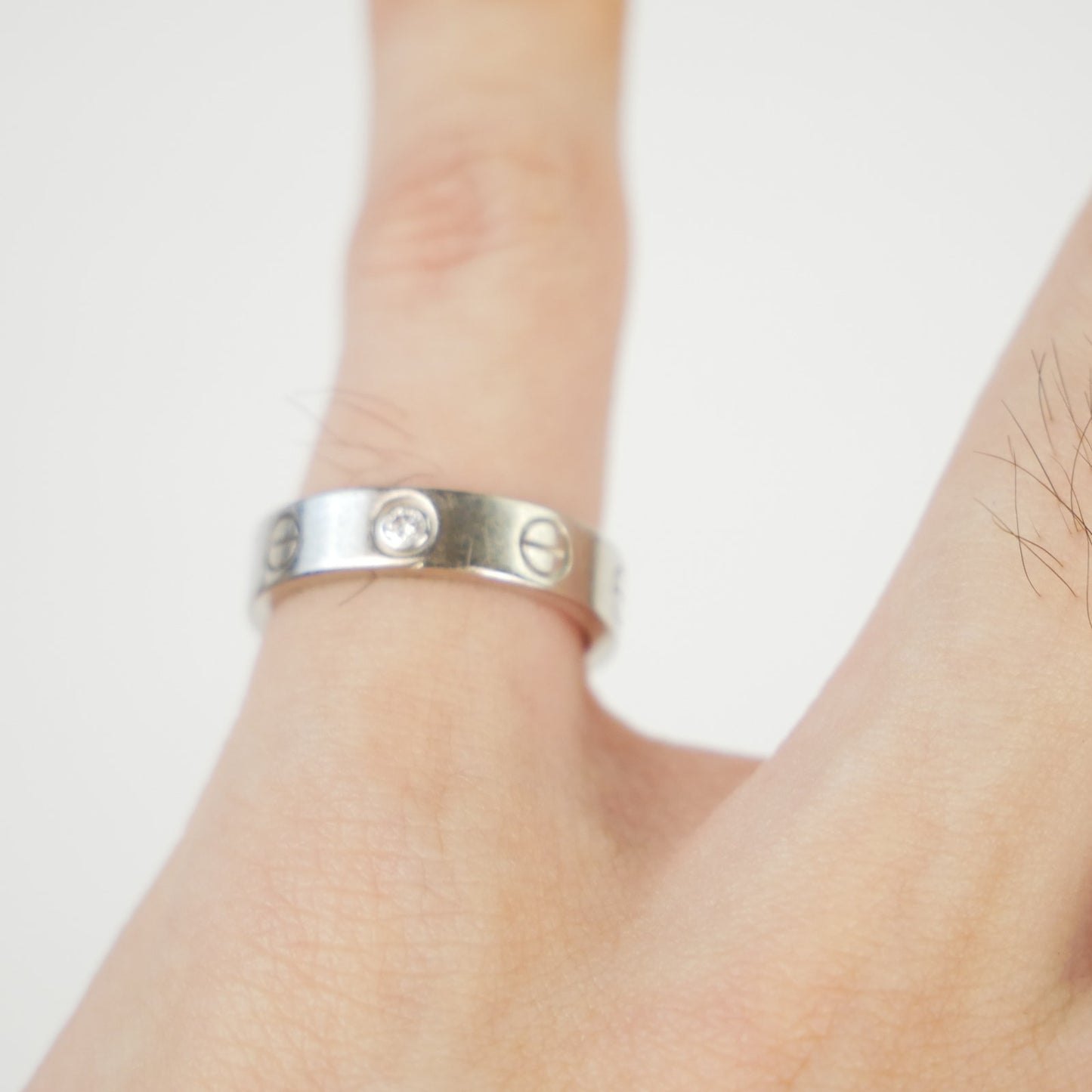 Cartier 18K White Gold and Diamond Love Band Ring