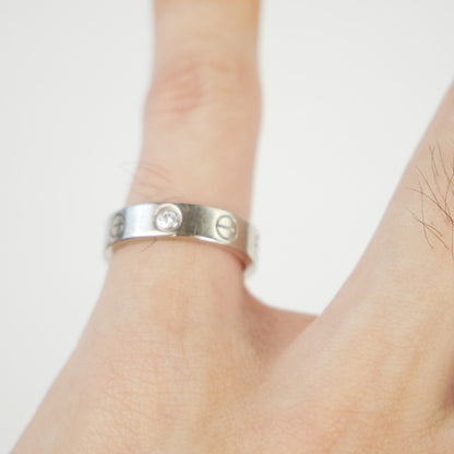 Cartier 18K White Gold and Diamond Love Band Ring