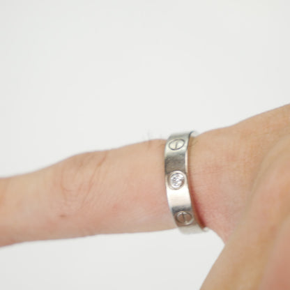 Cartier 18K White Gold and Diamond Love Band Ring