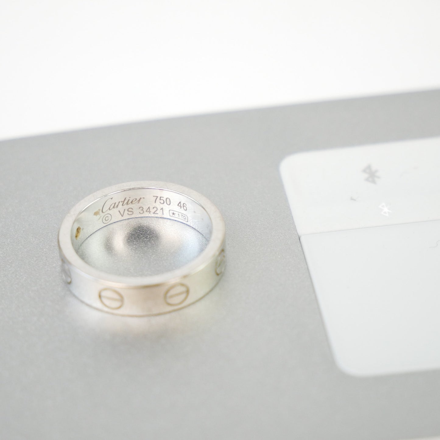 Cartier 18K White Gold and Diamond Love Band Ring