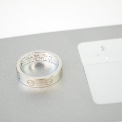 Cartier 18K White Gold and Diamond Love Band Ring