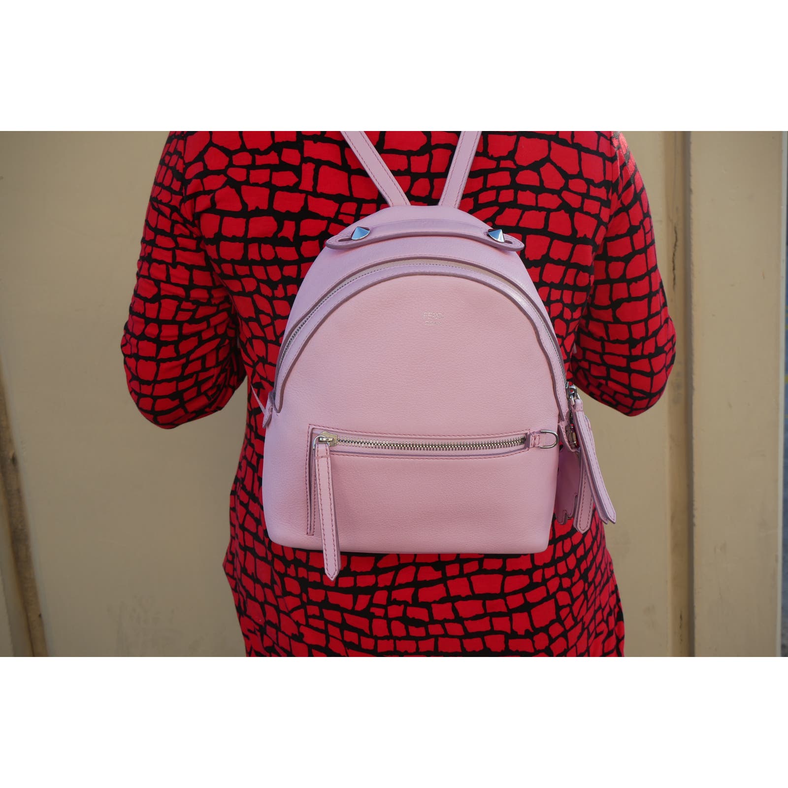 fendi hot pink mini backpack Fendi Mini Leather Backpack Pink Crystal Tail – Preluxed