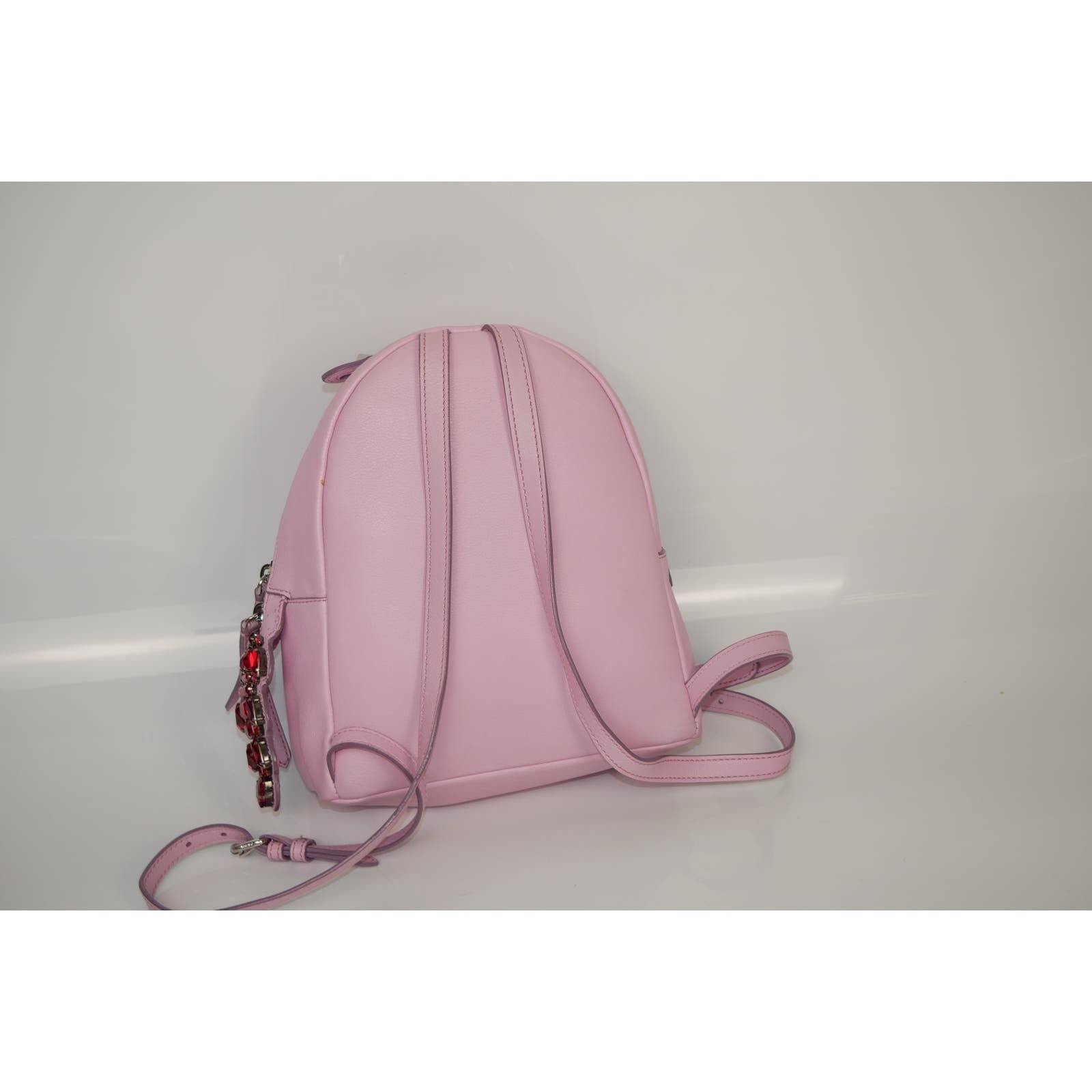 fendi hot pink mini backpack Fendi Mini Leather Backpack Pink Crystal Tail – Preluxed