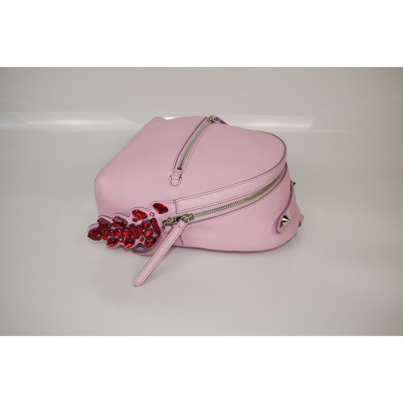 fendi hot pink mini backpack Fendi Mini Leather Backpack Pink Crystal Tail – Preluxed
