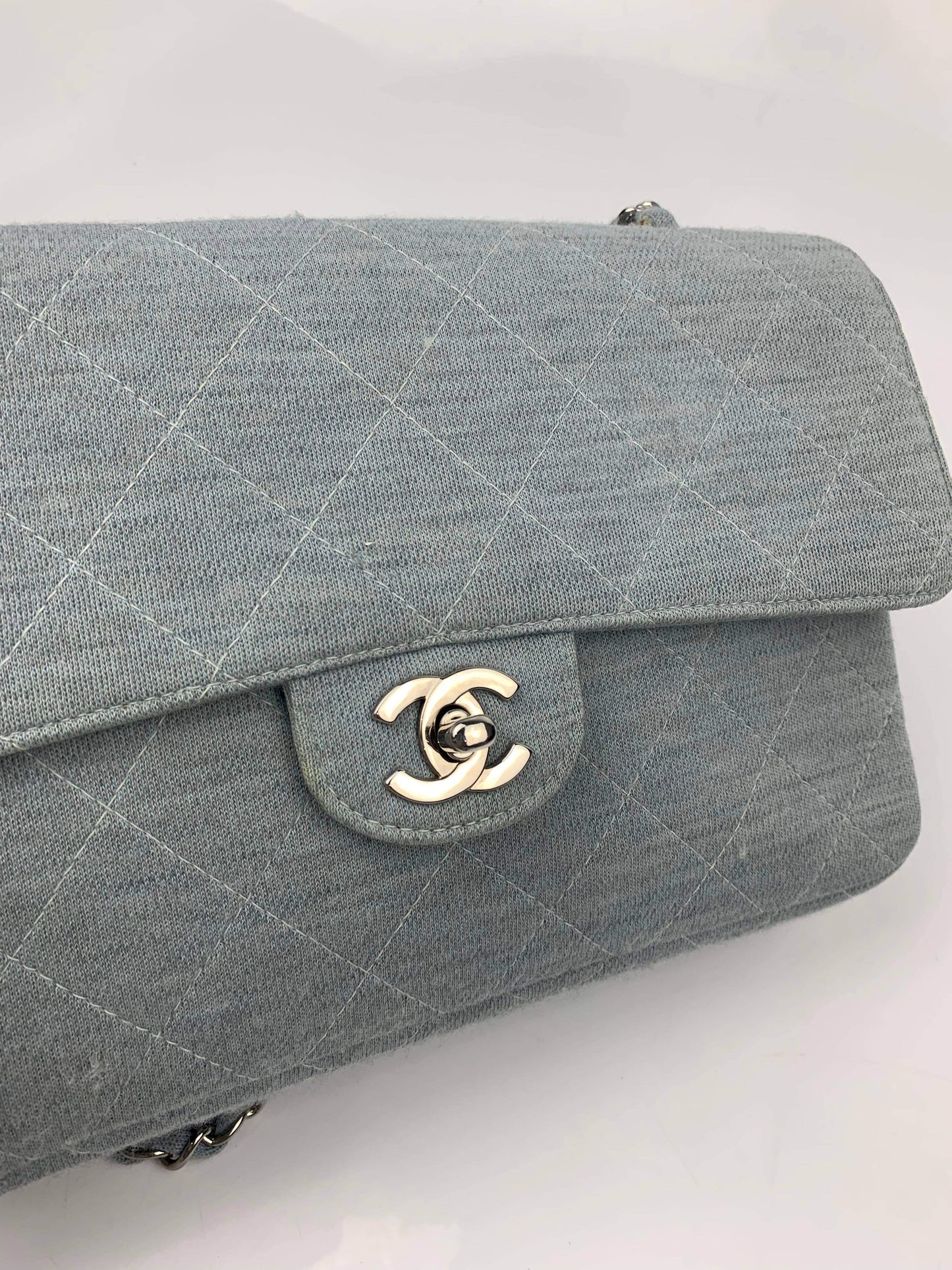 Chanel Blue Cotton Turnlock Shoulder Bag